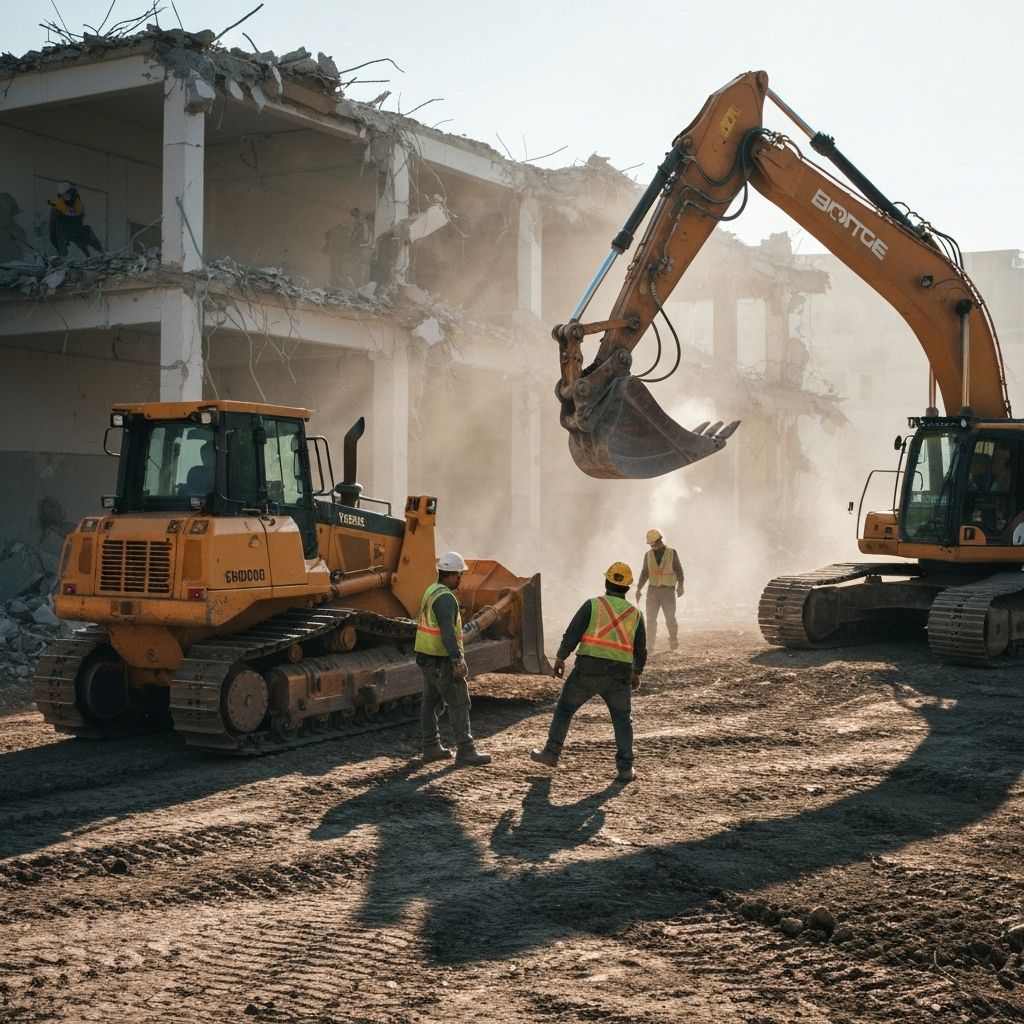 Professional demolition crew at work